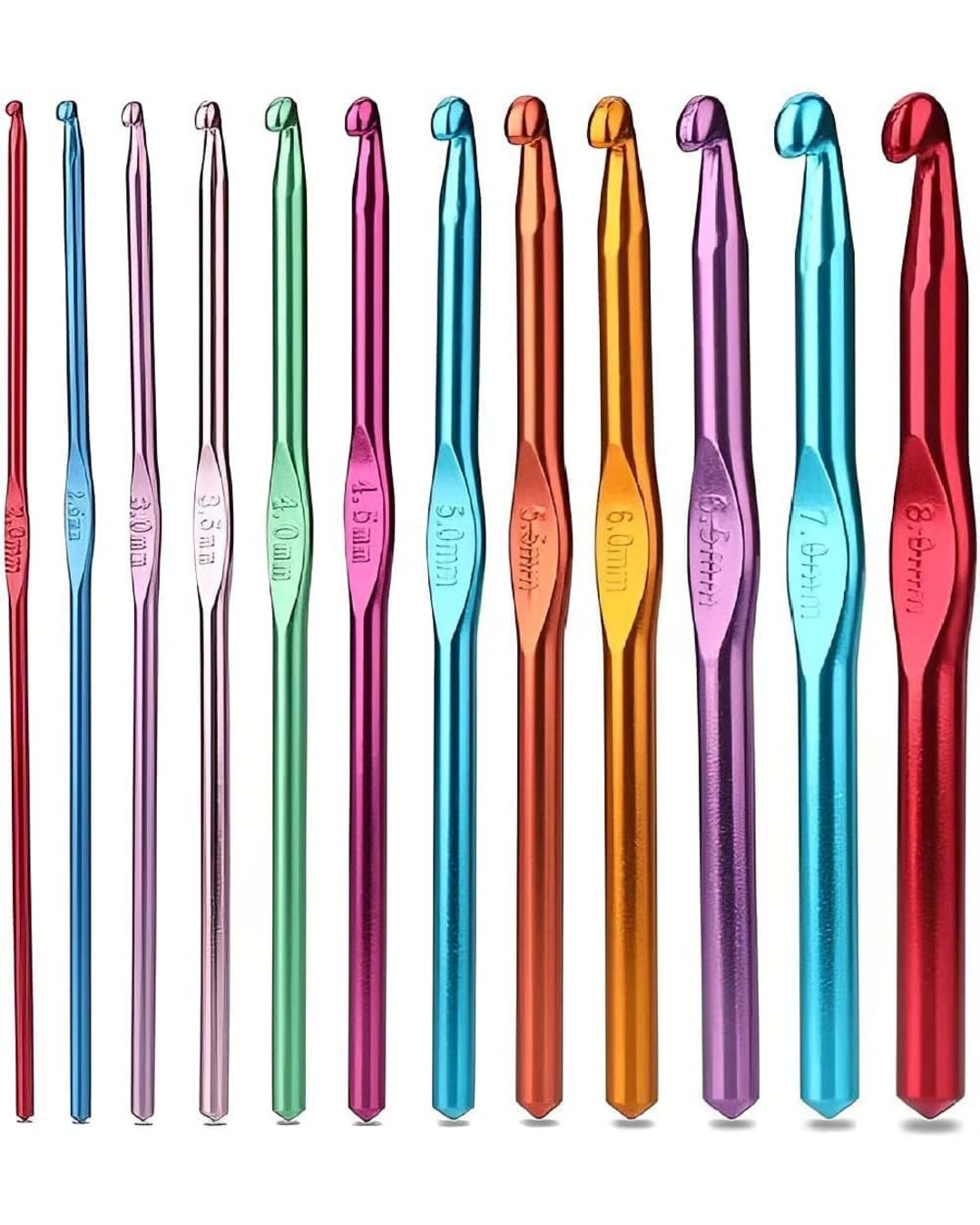 KYRO GLOBAL Aluminum Crochet Hooks Knitting Needles Set with Case (Multicolor) – 12 Pieces