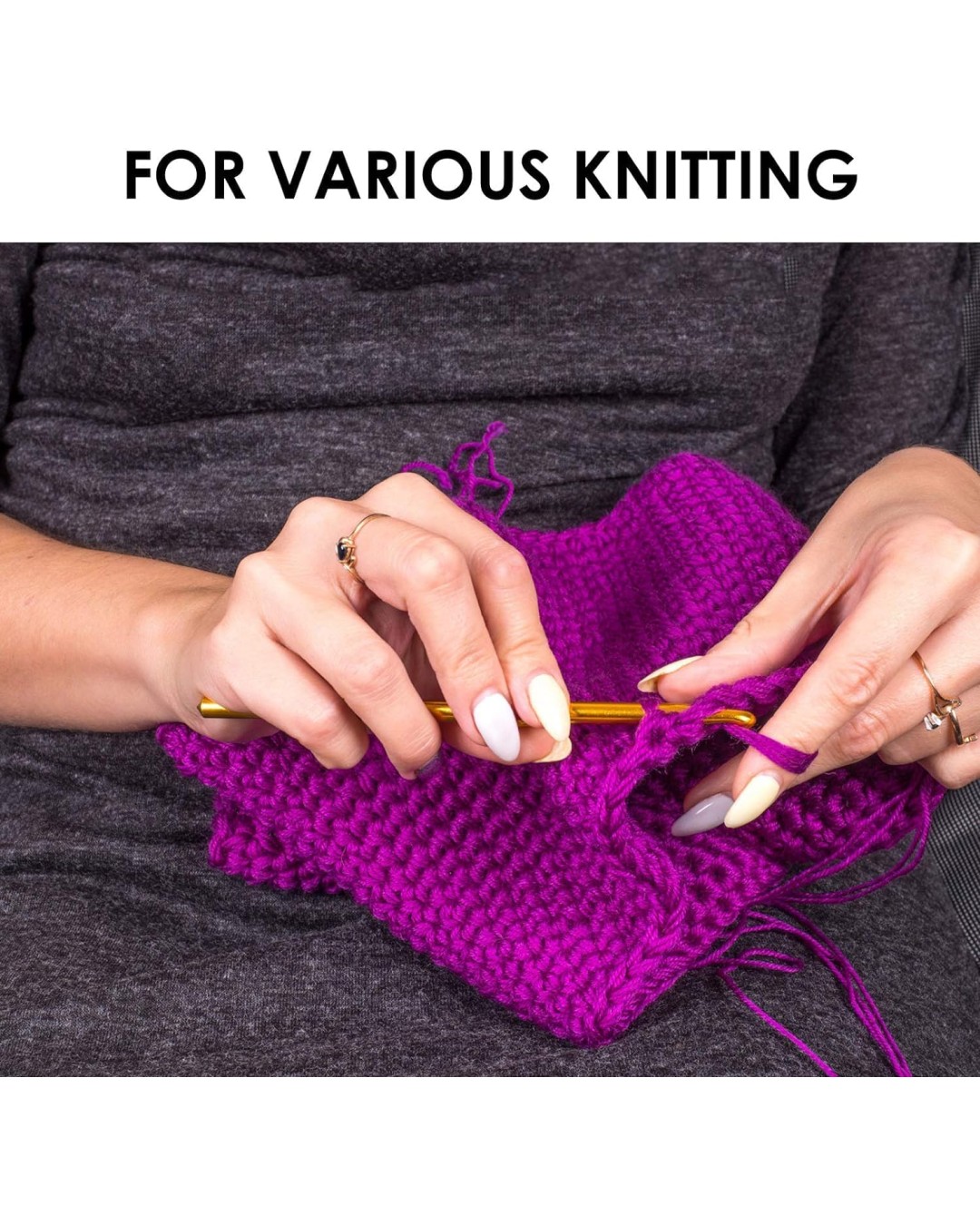 KYRO GLOBAL Aluminum Crochet Hooks Knitting Needles Set with Case (Multicolor) – 12 Pieces