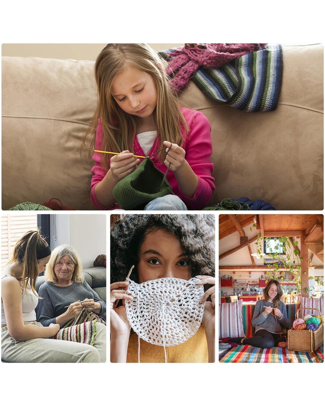 KYRO GLOBAL Aluminum Crochet Hooks Knitting Needles Set with Case (Multicolor) – 12 Pieces