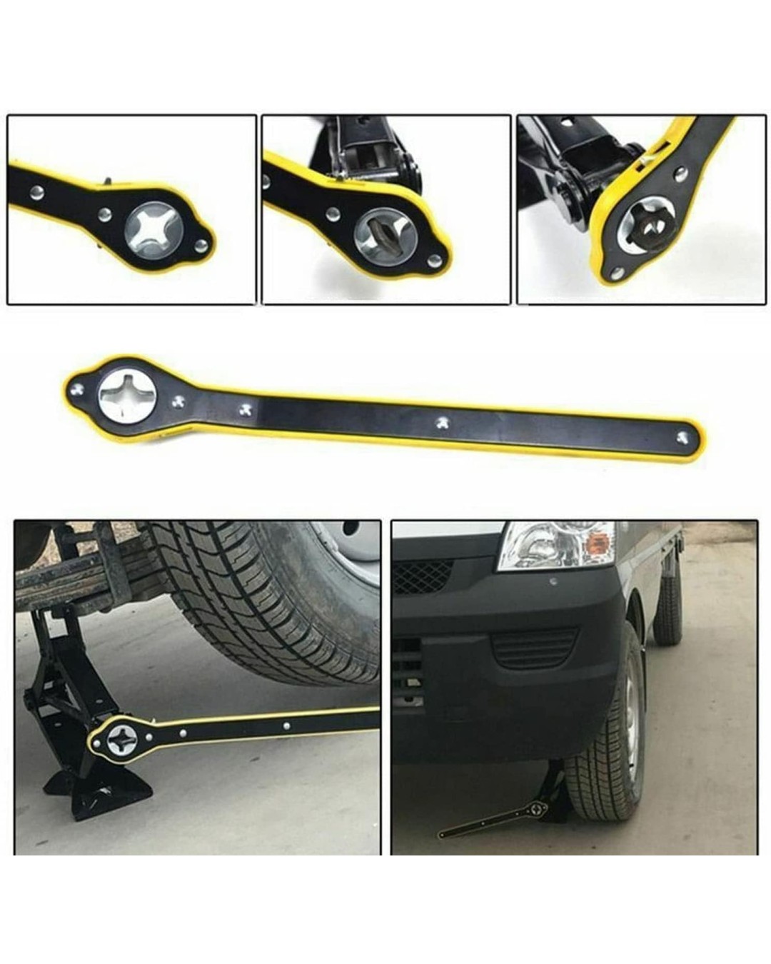 Auto Labor-Saving Jack Ratchet Wrench with Long Handle, Car Jack and Lug Wrench, Handle Scissor Jack for Motorcycle, Car, SUV(Pack of 1)