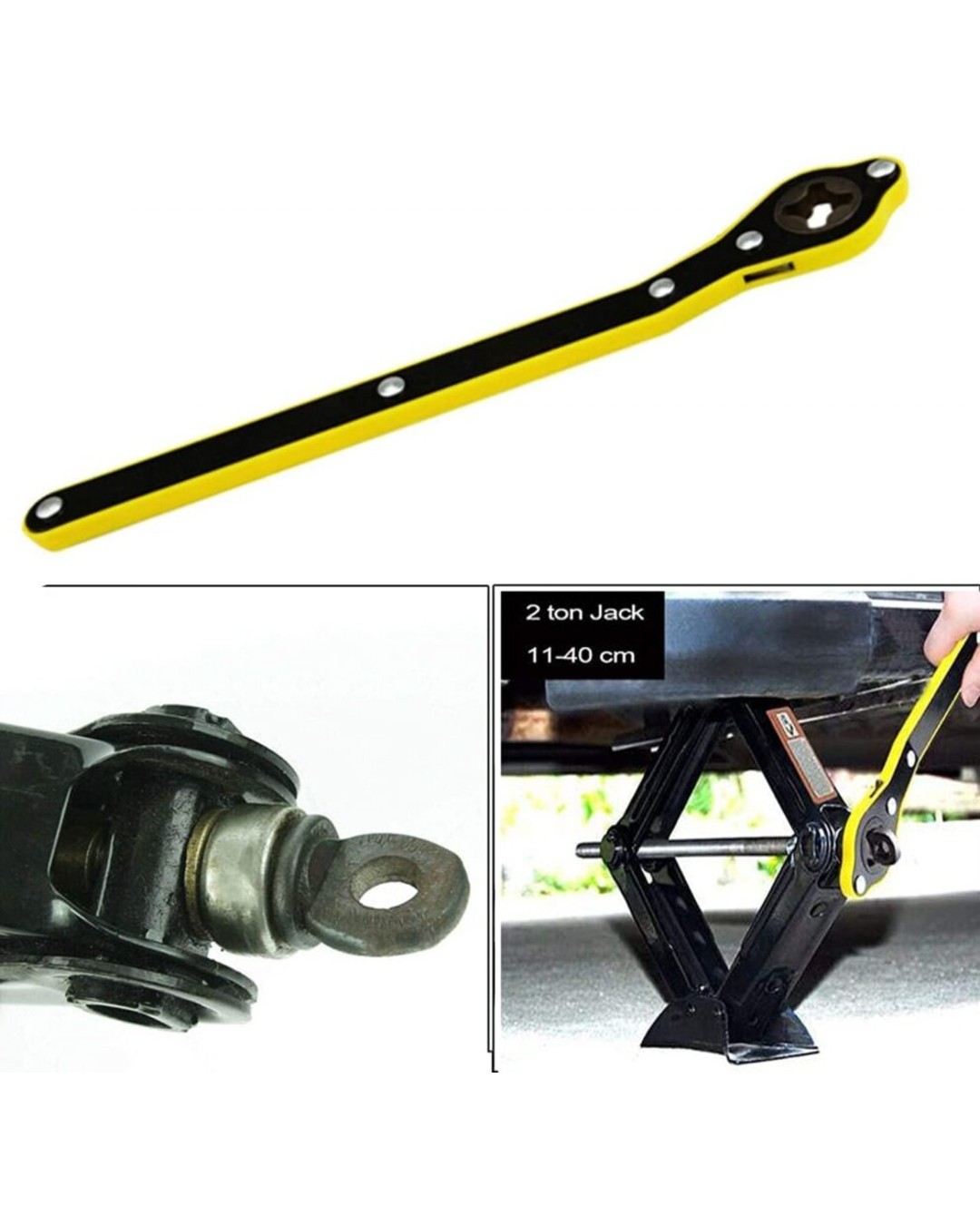 Auto Labor-Saving Jack Ratchet Wrench with Long Handle, Car Jack and Lug Wrench, Handle Scissor Jack for Motorcycle, Car, SUV(Pack of 1)