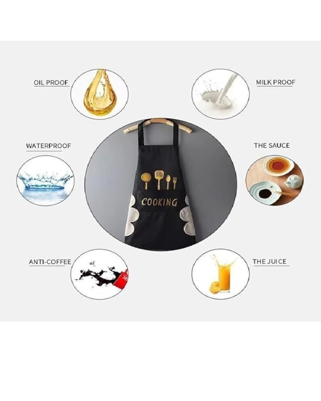 Cooking Print Apron – Adjustable Kitchen Apron with Pocket | Durable Fabric, Comfortable Fit & Stylish Cooking Design(Pack of 1)