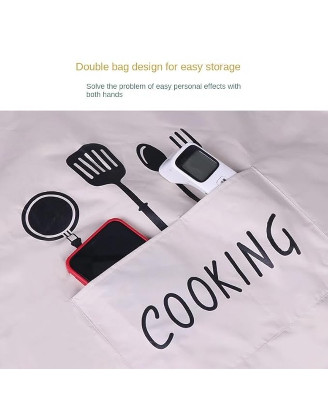 Cooking Print Apron – Adjustable Kitchen Apron with Pocket | Durable Fabric, Comfortable Fit & Stylish Cooking Design(Pack of 1)