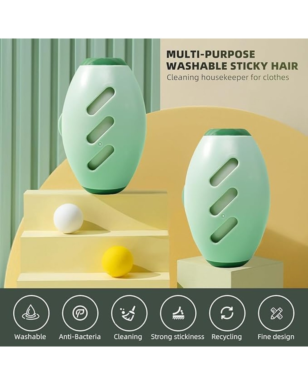 Egg Shape Lint Roller – Portable Reusable Pet Hair & Dust Remover for Clothes, Sofa & Fabric | Compact, Easy Grip & Travel Friendly(Pack of 1)