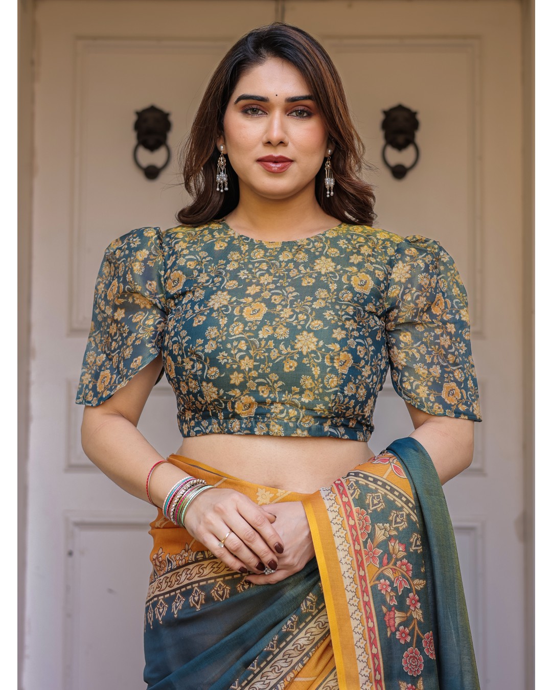 Handloom Cotton Saree with Mandala Pallu, Ornamental Border & Tassels – Traditional Festive Wear(Pack of 1)