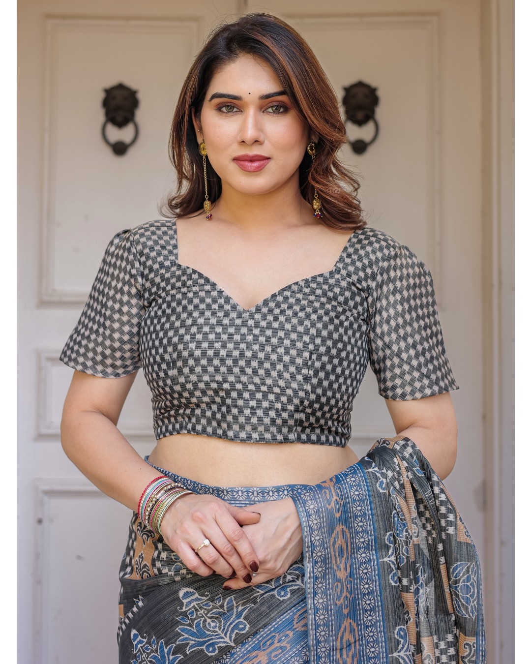 Scenic Landscape Printed Handloom Cotton Saree with Artistic Pallu & Tassels – Elegant Day Wear(Pack of 1)