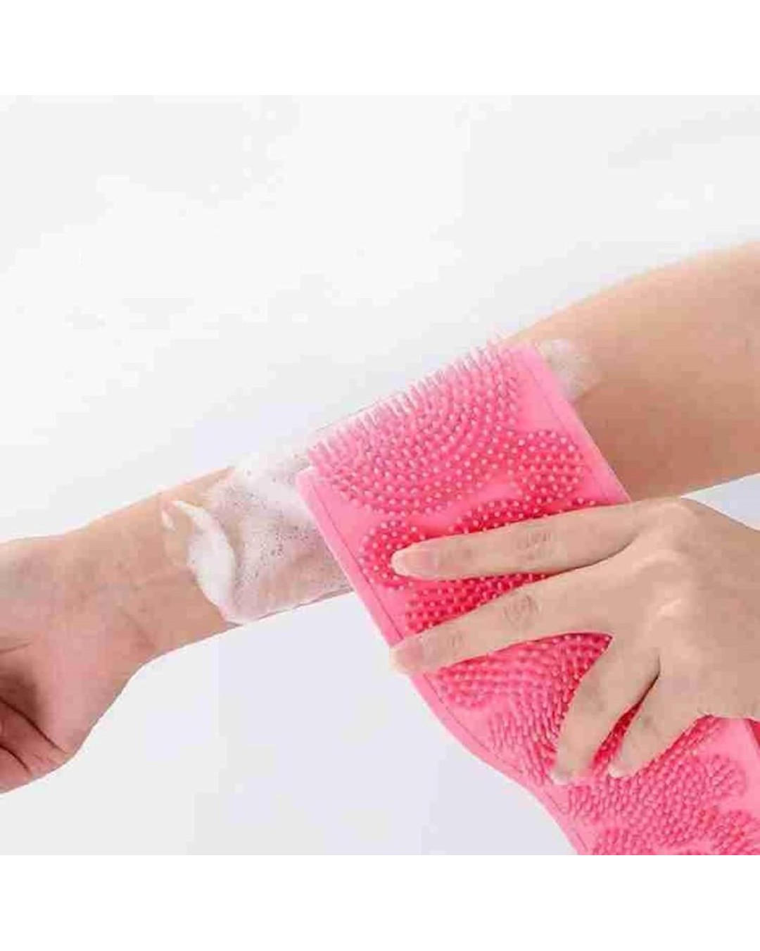 Silicone Back Scrubber | Long Handle Body Cleaning Brush | Soft & Flexible Bath Scrubber for Shower & Spa Use (Pack of 1)