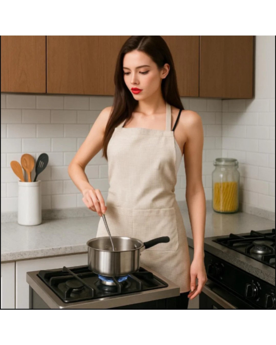 Square Check Print Apron – Adjustable Kitchen Cooking Apron with Pocket | Durable Fabric, Comfortable Fit & Stylish Design (Pack of 1)