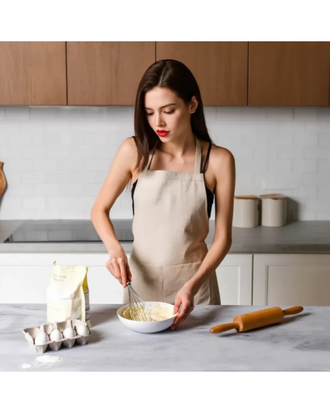 Square Check Print Apron – Adjustable Kitchen Cooking Apron with Pocket | Durable Fabric, Comfortable Fit & Stylish Design (Pack of 1)