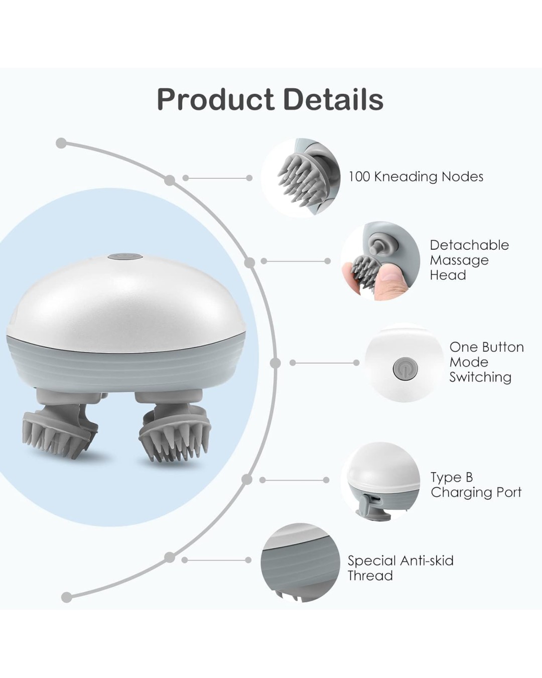 {"en":"Electric Head,Scalp Massager | Rechargeable Head Kneading Massage Machine | 3 Speed Mode Handheld.Portable,Scalp Scratcher Body Massager for Hair Growth,Deep Clean & Stress Relaxation 