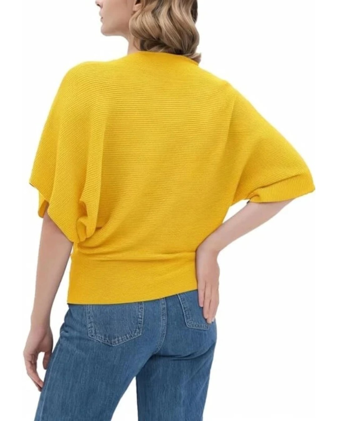 Women’s Teal Ribbed Knit Batwing Sleeve Top(Pack of 1)