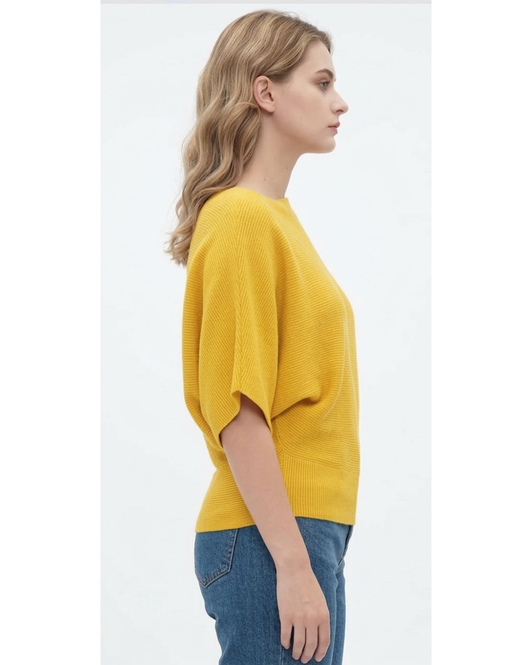 Women’s Teal Ribbed Knit Batwing Sleeve Top(Pack of 1)