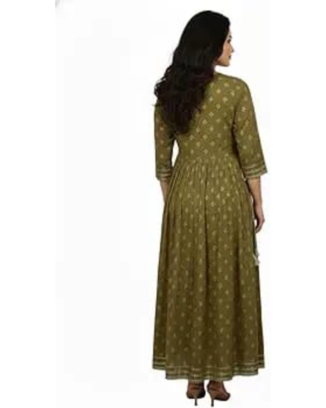 Women's Maroon Anarkali Kurta, Embroidered Yoke, 3/4 Sleeves, Floral Print, Ankle Length, Ethnic Wear (Pack of 1)