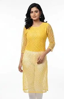 Women's Blue Sequin Embellished Kurta, Diamond Pattern, 3/4 Sleeves, Ethnic Wear (Pack of 1)