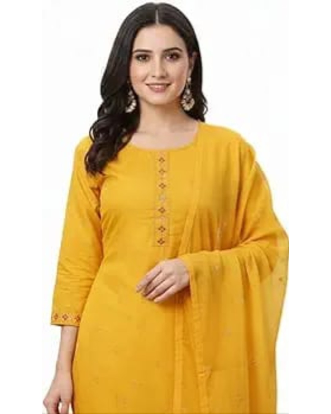 Women's Embroidered Salwar Suit Set, Mint Green, Cotton Blend, Floral Design, 3-Piece Kurta Palazzo Dupatta (pack of 1)