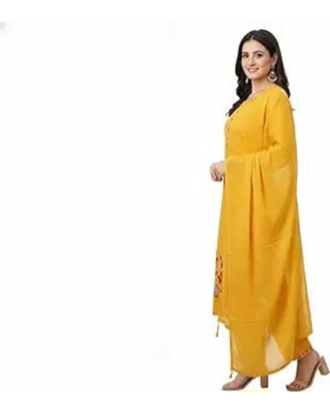 Women's Embroidered Salwar Suit Set, Mint Green, Cotton Blend, Floral Design, 3-Piece Kurta Palazzo Dupatta (pack of 1)