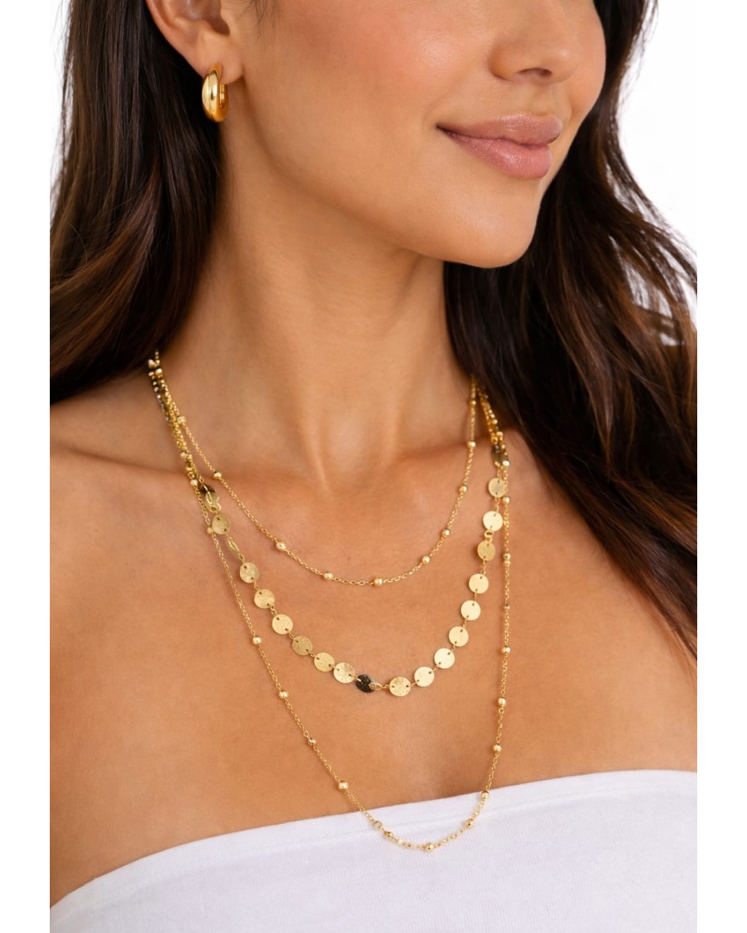 Stylish Golden Multi-Layer Beaded Necklace (Pack of 1)