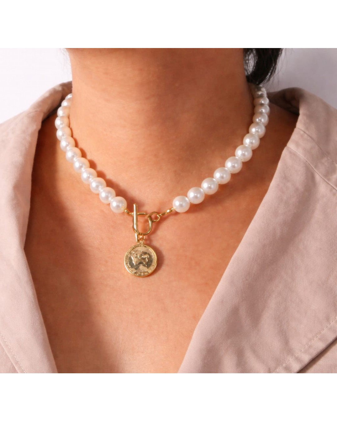 Combo of 4 Gold plated and pearl beaded necklace (pack of 4)