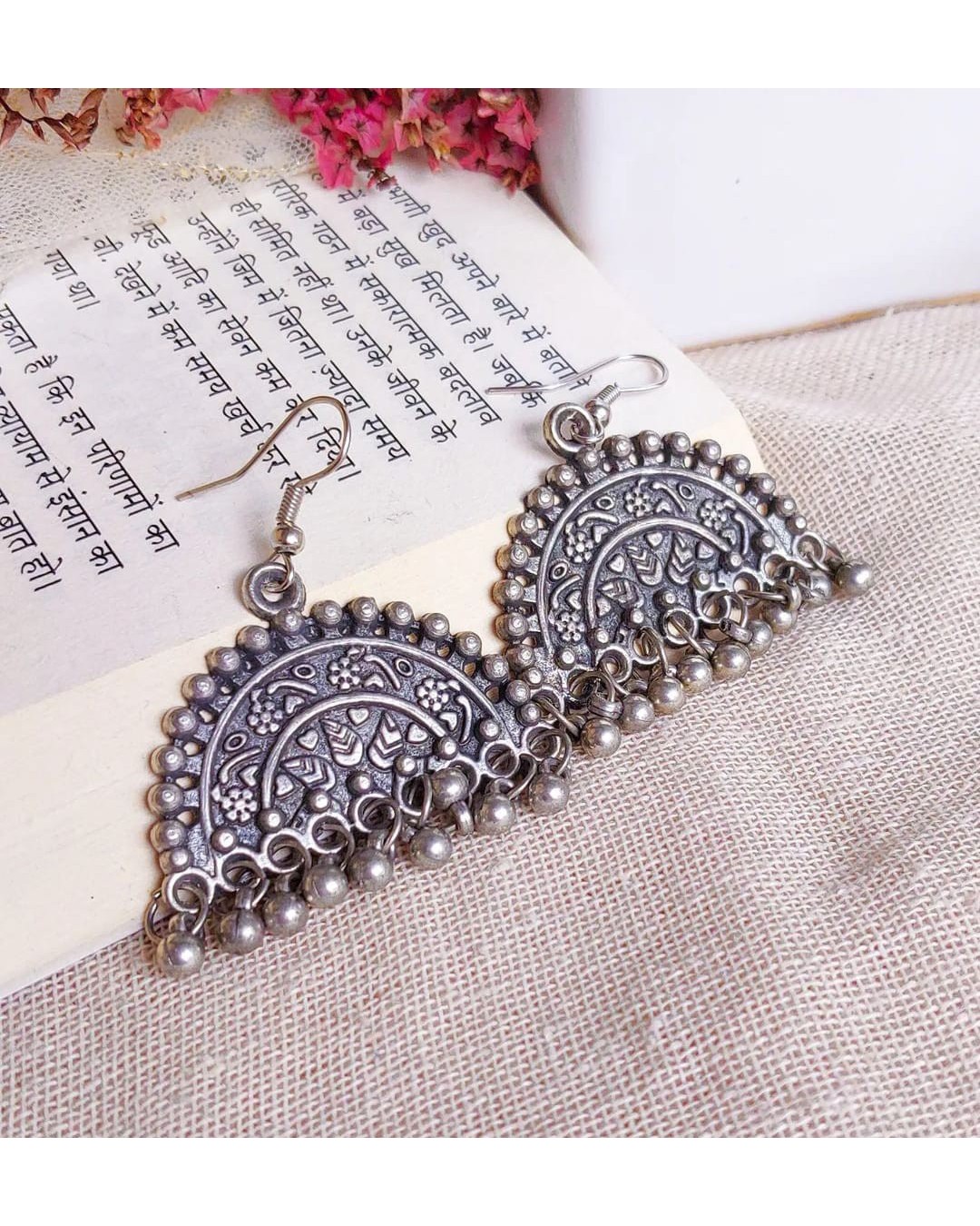 Oxidised Silver Multi-Layer Necklace & Earrings Set (Pack of 1)