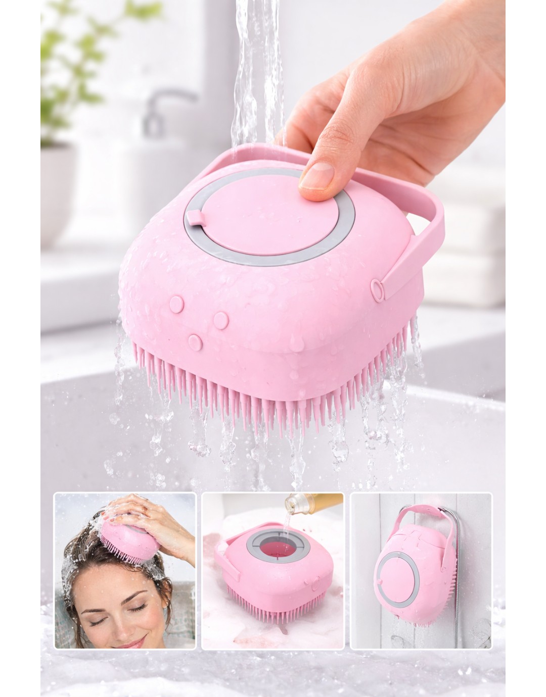 2-in-1 Silicone Scalp Massager & Shampoo Brush with Soap Dispenser(pack of 2)