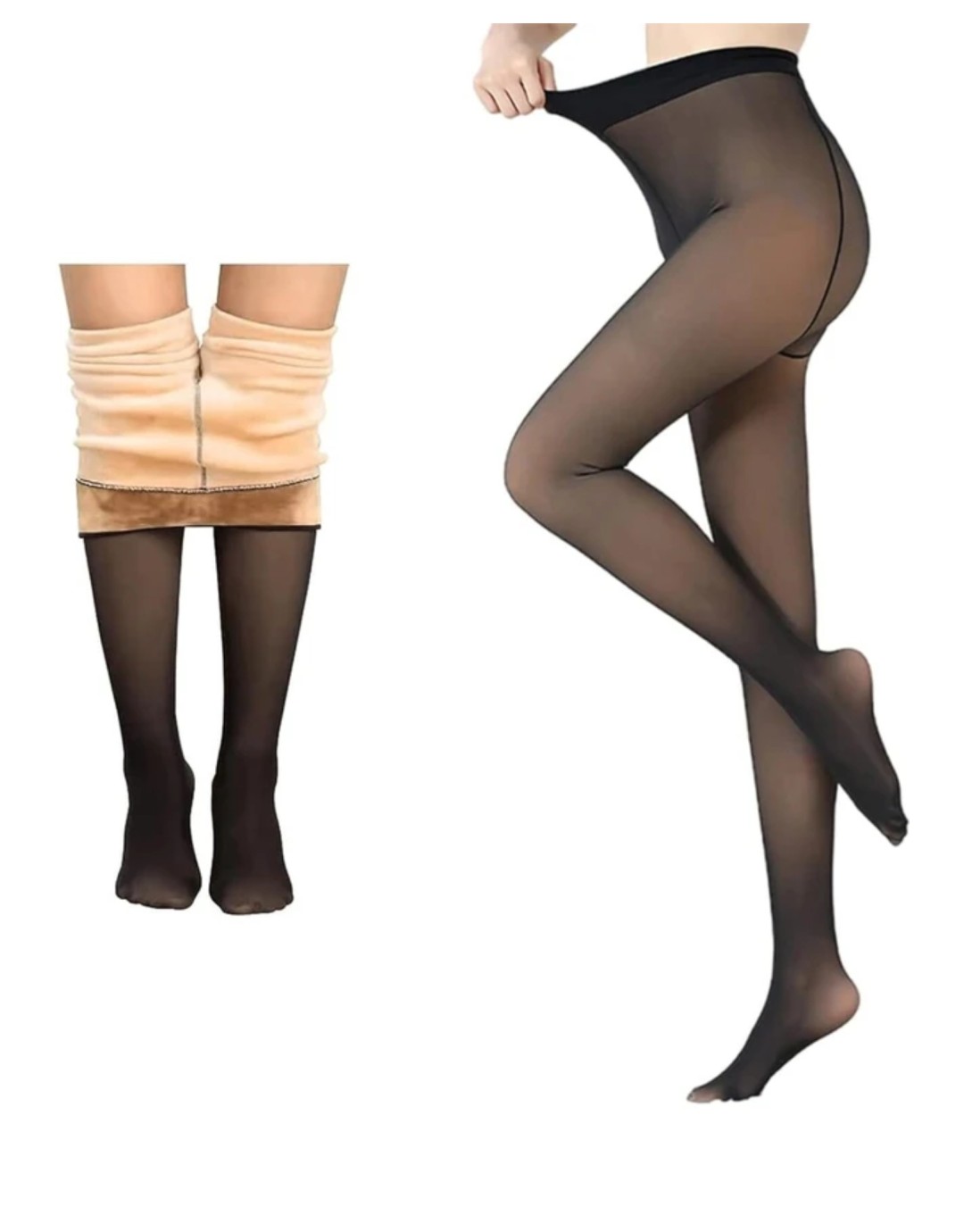 Women's Winter Thermal Fleece Lined Transparent Stretchable Stockings Pantyhose (Pack of 1)