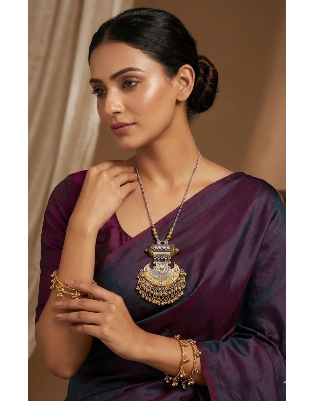 Traditional Oxidised Pendant Necklace for Women (pack of 1)