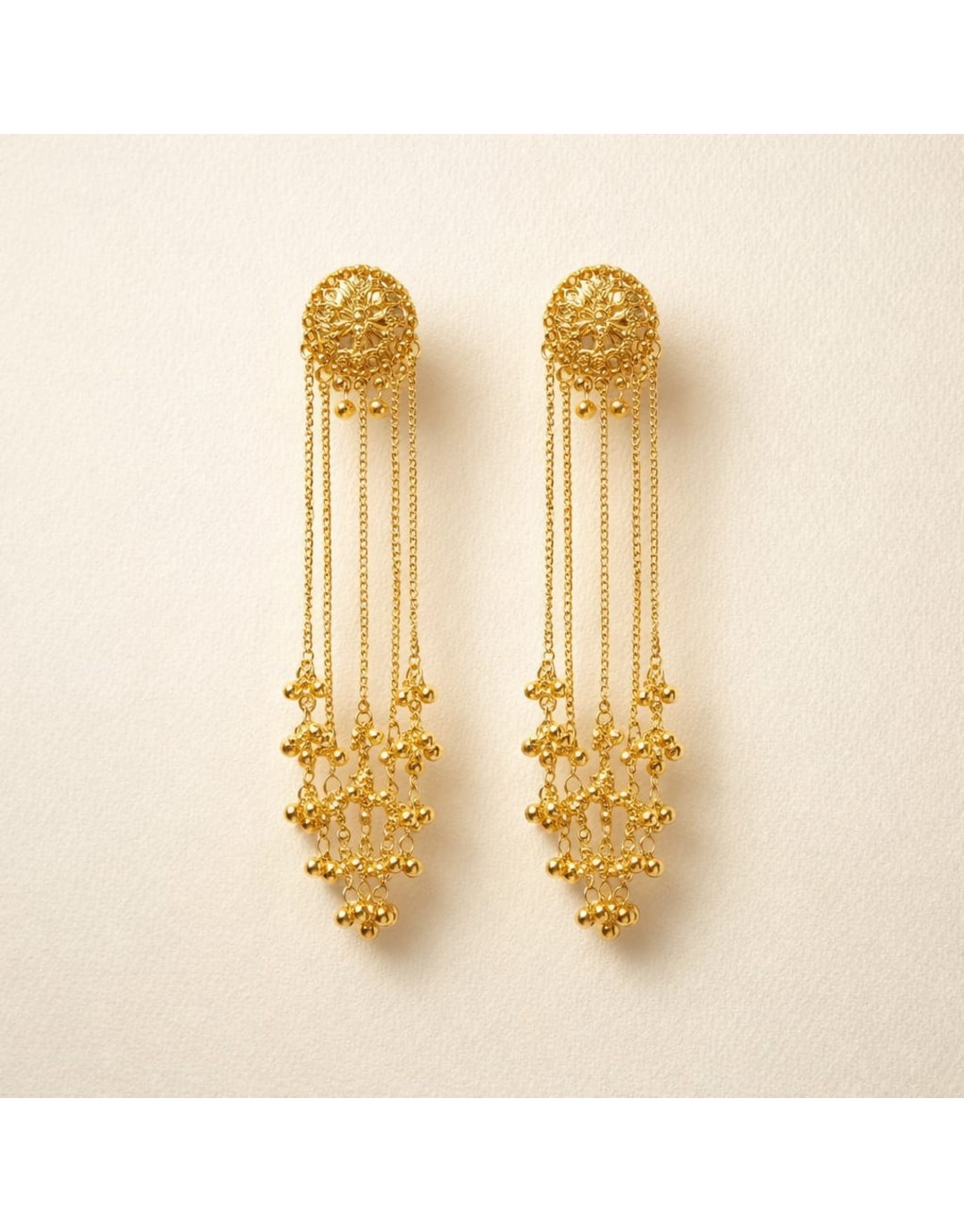 Traditional Gold Plated Long Drop Earrings for Women (pack of 1)