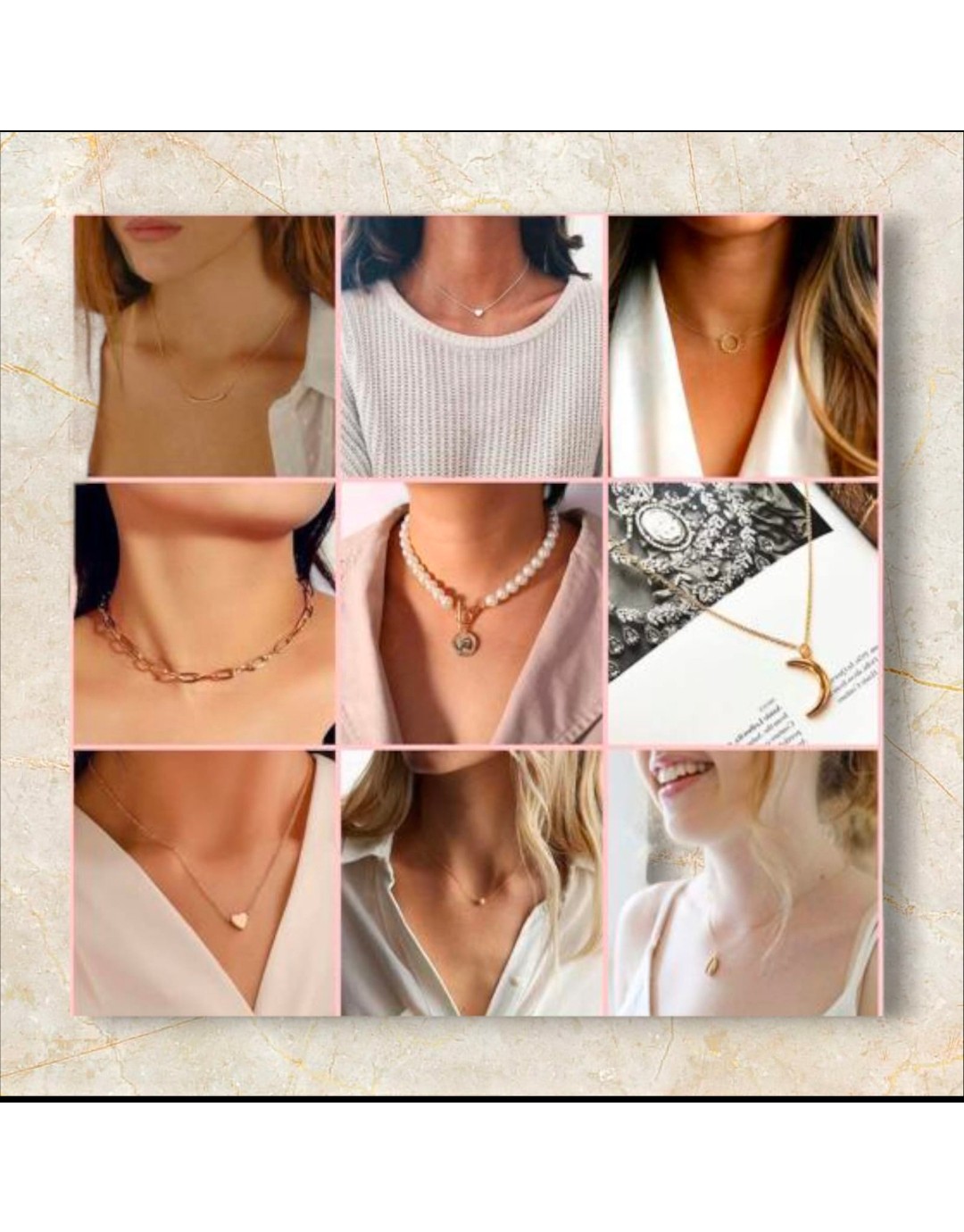 Minimalist Pendant Necklace Combo Set for Women(pack of 9)