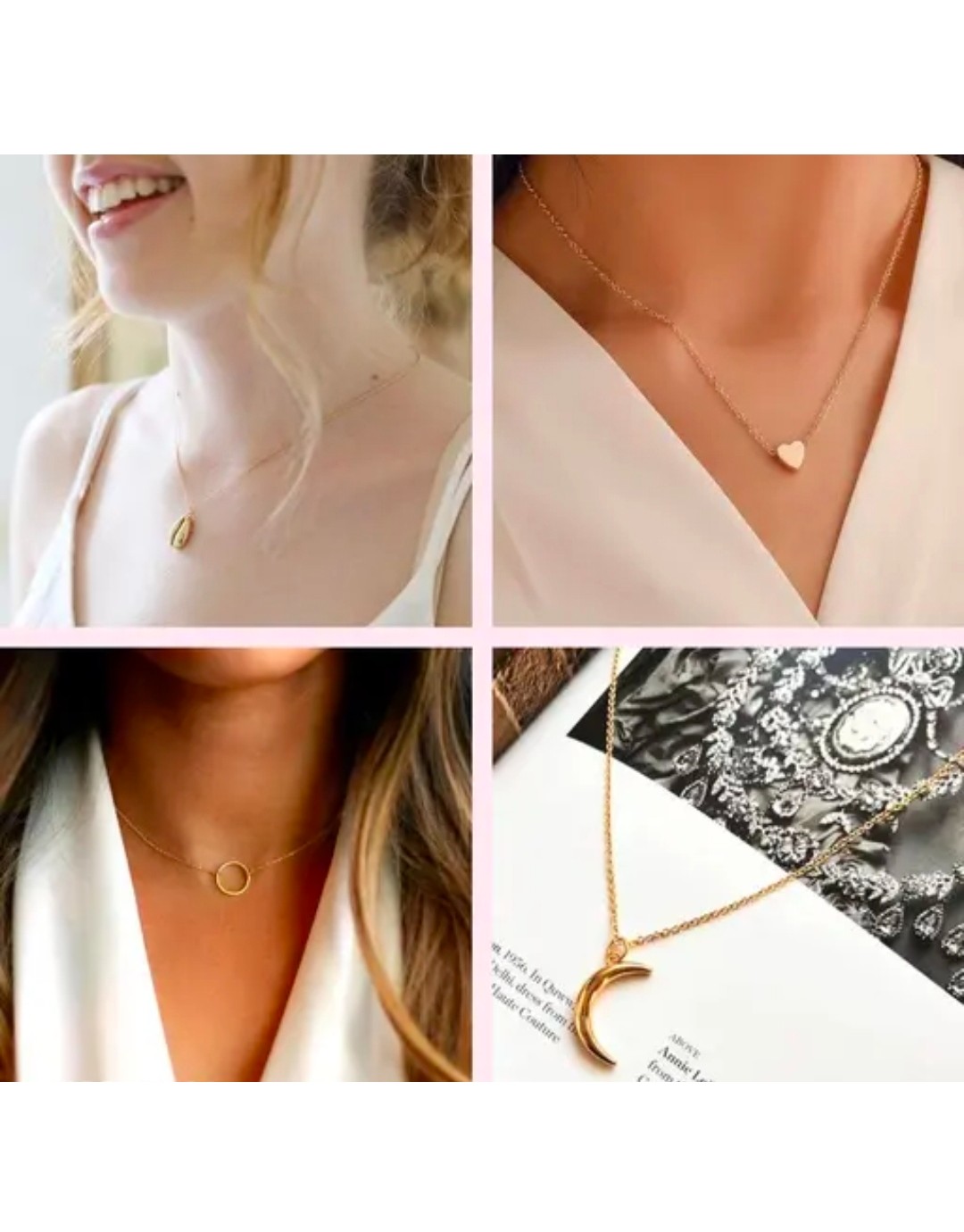 Minimal Gold Pendant Necklace Combo Set for Women (pack of 4)