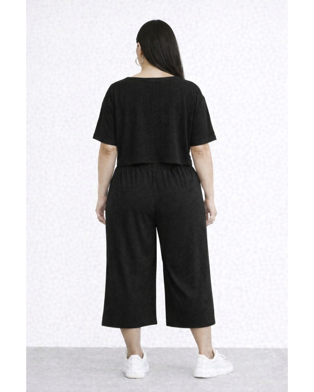 Women’s Ribbed Knit Co-ord Set (Crop Top & Culottes)(Pack of 1)