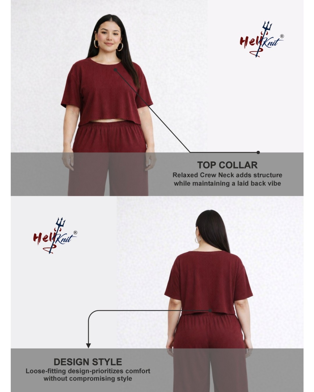 Women’s Ribbed Knit Co-ord Set (Crop Top & Culottes)(Pack of 1)
