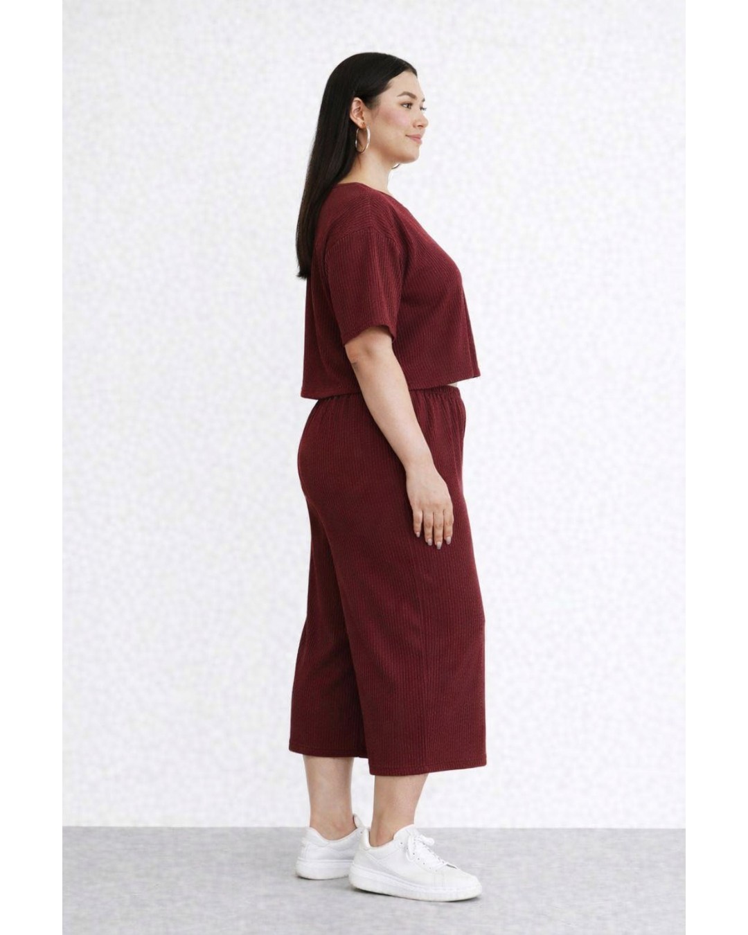 Women’s Ribbed Knit Co-ord Set (Crop Top & Culottes)(Pack of 1)