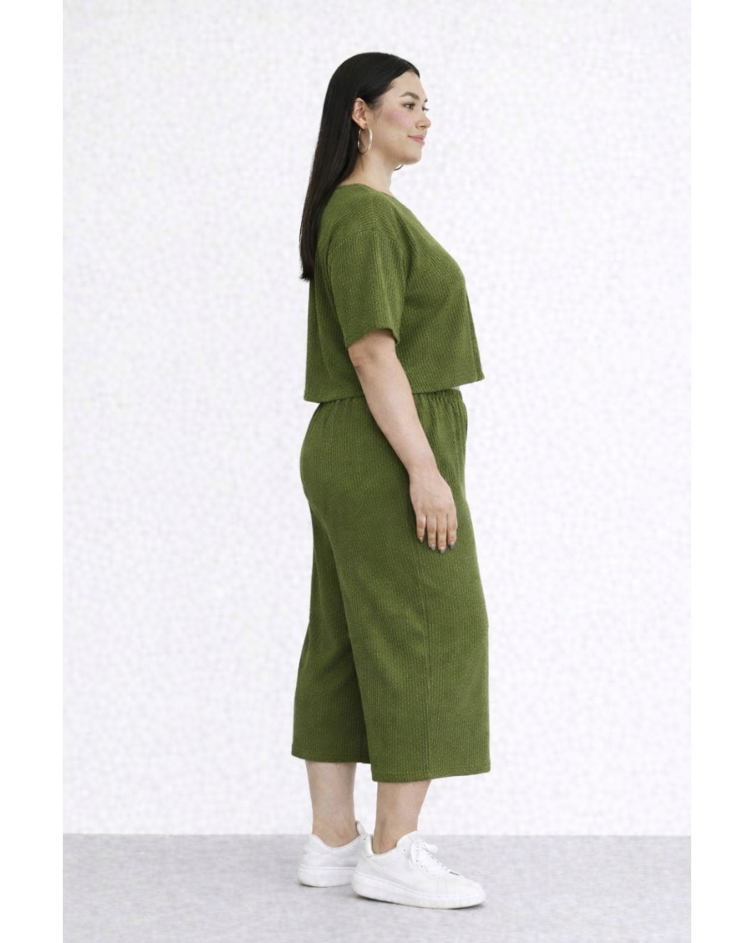 Women’s Ribbed Knit Co-ord Set (Crop Top & Culottes)(Pack of 1)