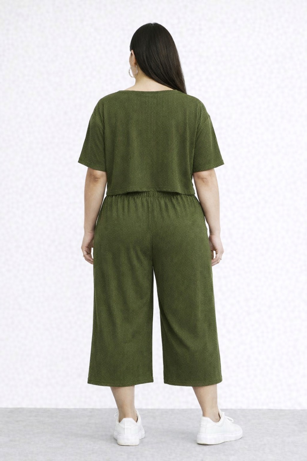 Women’s Ribbed Knit Co-ord Set (Crop Top & Culottes)(Pack of 1)
