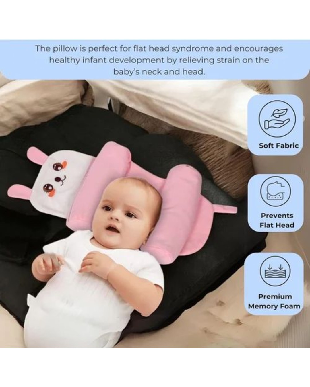 Baby head support pillow (pack of 2)