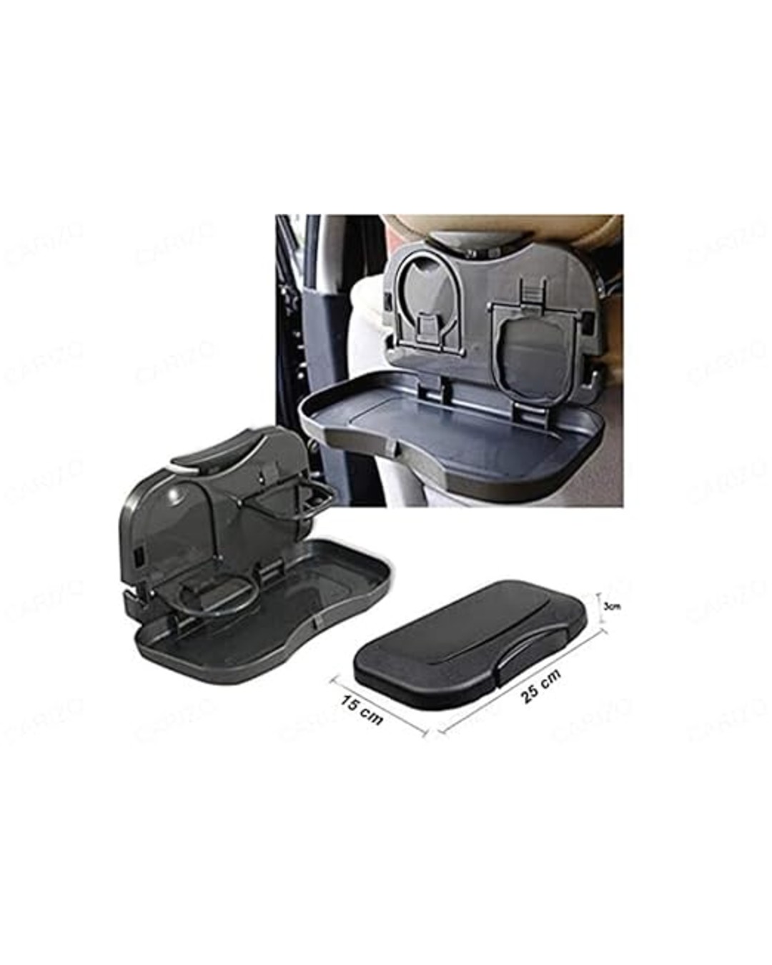 Car Back Seat Dining Tray Stand - Multi-Functional Fordable Car Headrest Seat Back Food Tray Black for Dining Table, Tray Cup Holder(PACK OF 2)