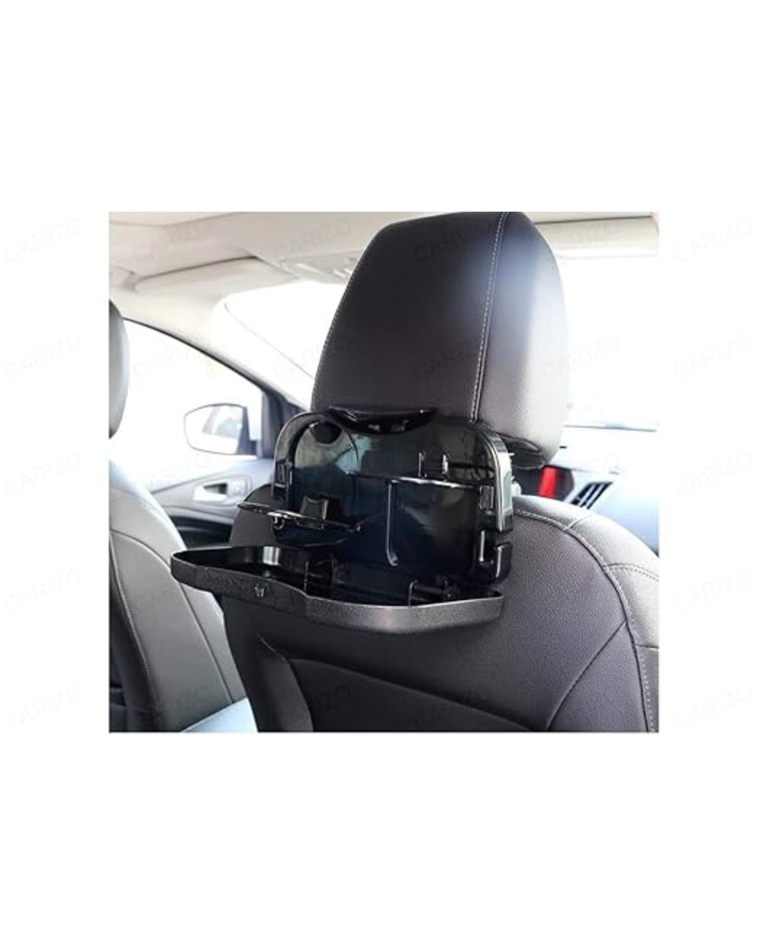 Car Back Seat Dining Tray Stand - Multi-Functional Fordable Car Headrest Seat Back Food Tray Black for Dining Table, Tray Cup Holder(PACK OF 2)
