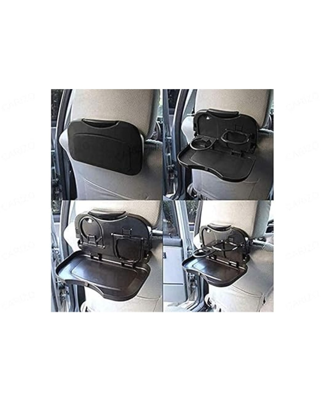 Car Back Seat Dining Tray Stand - Multi-Functional Fordable Car Headrest Seat Back Food Tray Black for Dining Table, Tray Cup Holder(PACK OF 2)