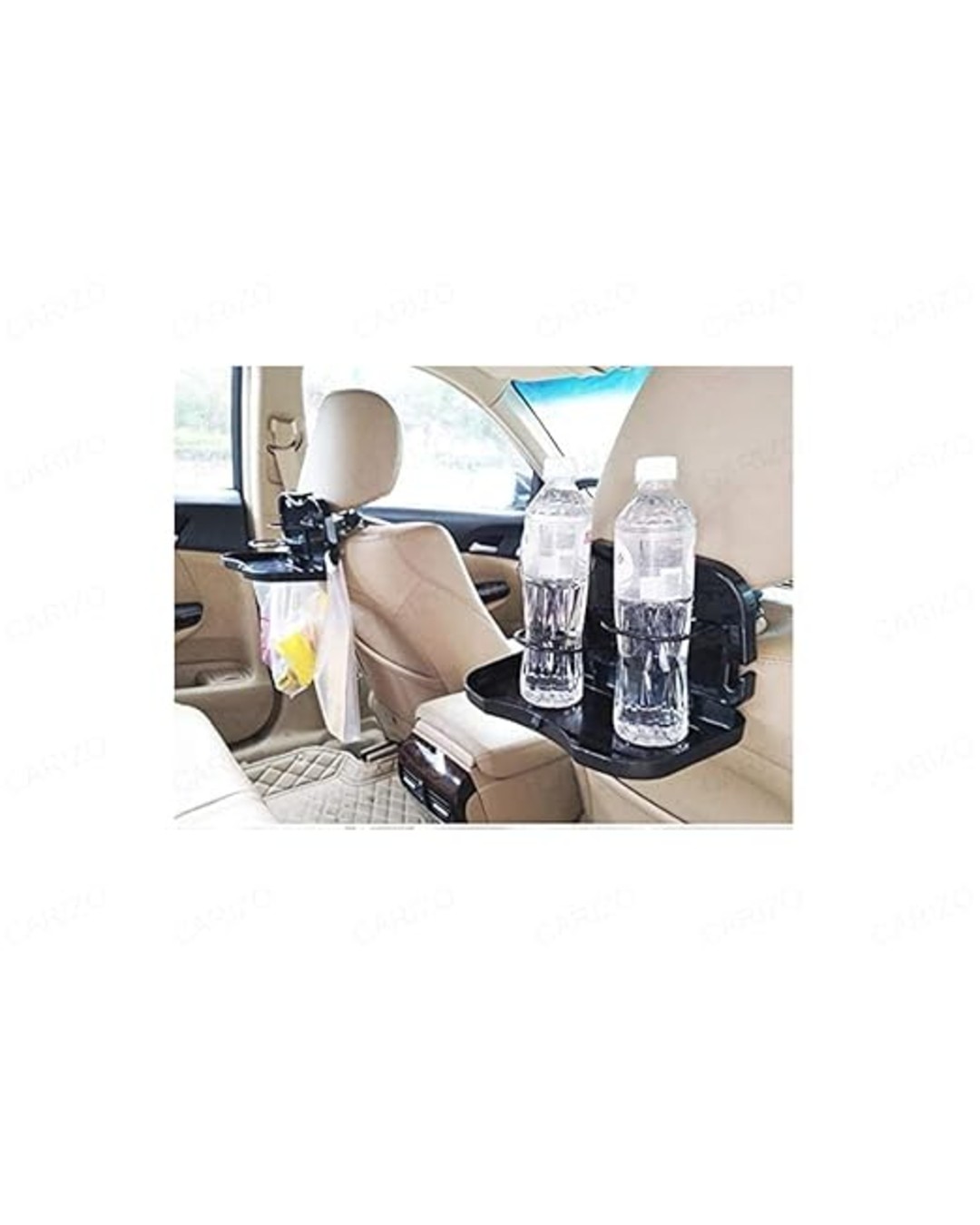 Car Back Seat Dining Tray Stand - Multi-Functional Fordable Car Headrest Seat Back Food Tray Black for Dining Table, Tray Cup Holder(PACK OF 2)