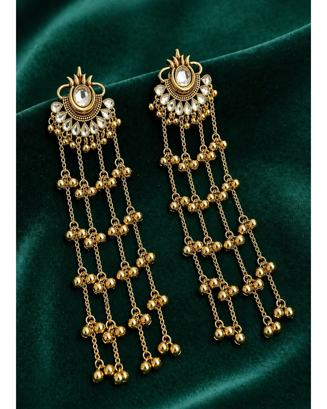 Traditional Gold Plated AD Stoned Kashmiri Earrings for Women & Girls  (Pack of 1)