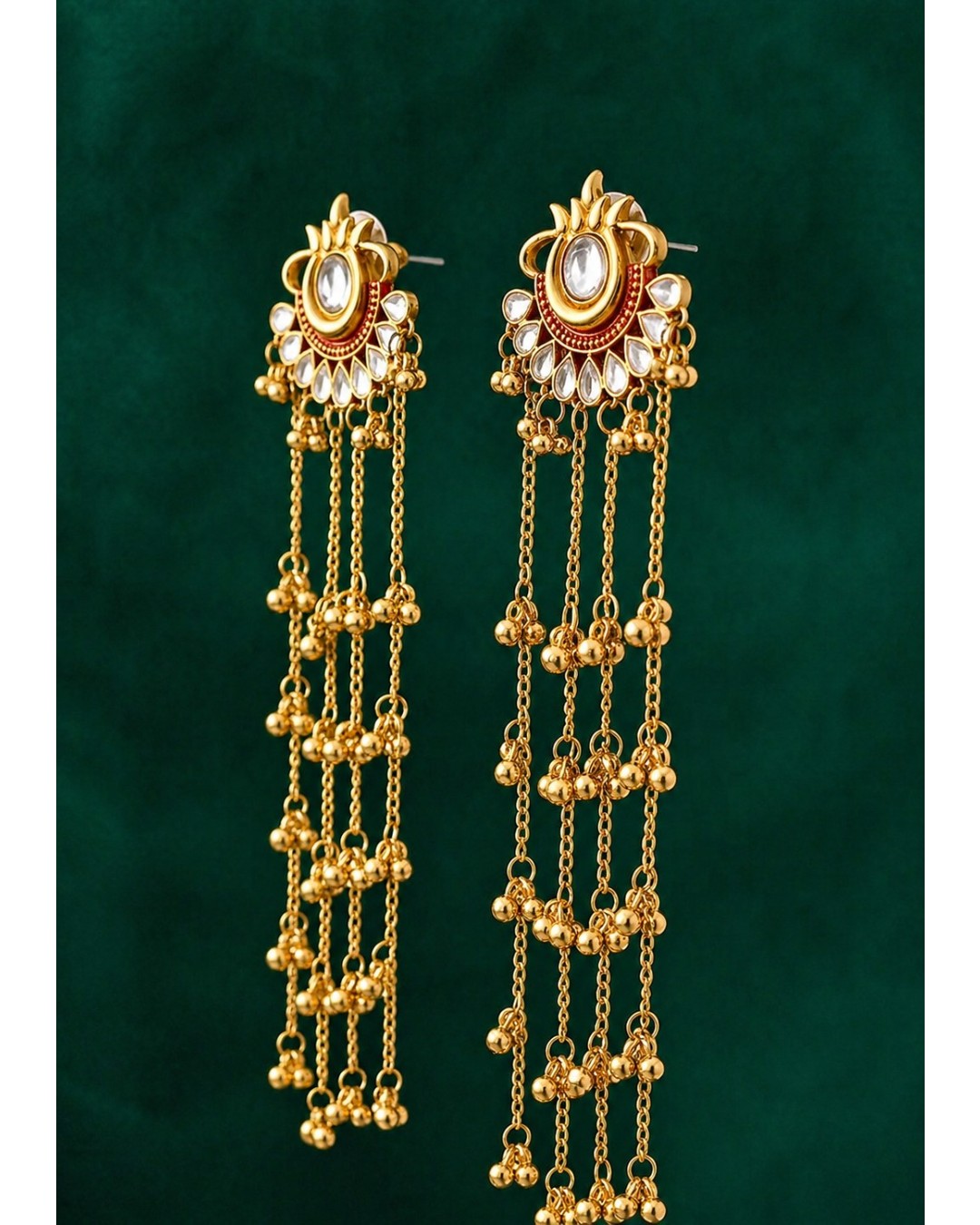 Traditional Gold Plated AD Stoned Kashmiri Earrings for Women & Girls  (Pack of 1)