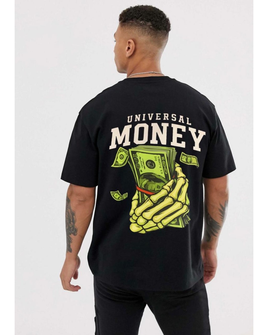 Men’s Black Graphic Printed T-Shirt – Universal Money Back Print(pack of 1)