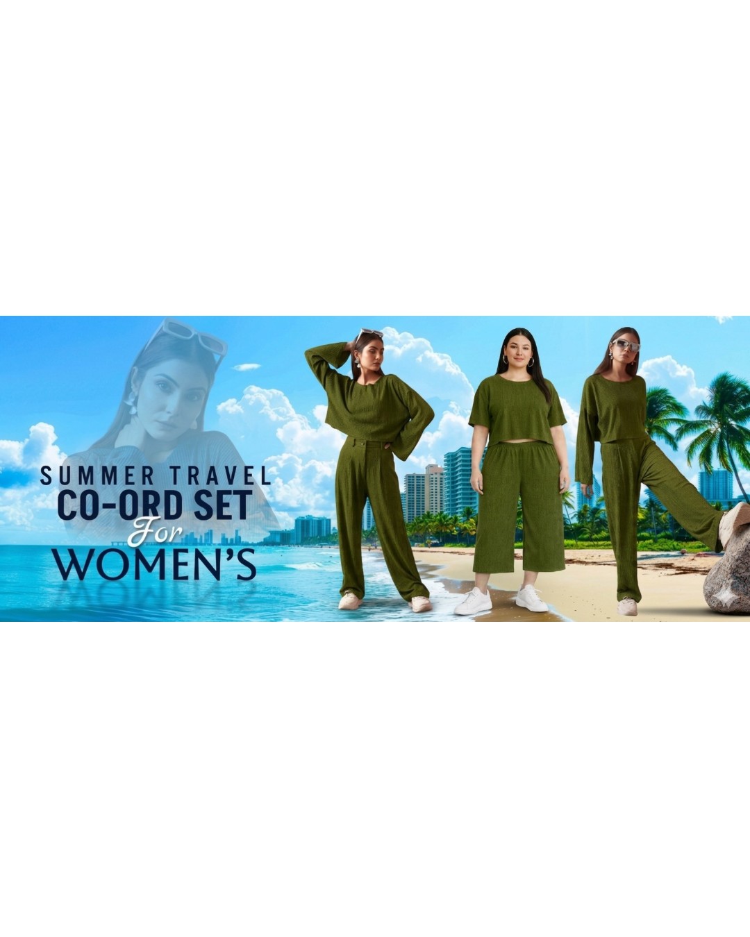 Women’s  Co-Ord Set – Crop Top & Wide Leg Culotte Pants(Pack of 1)