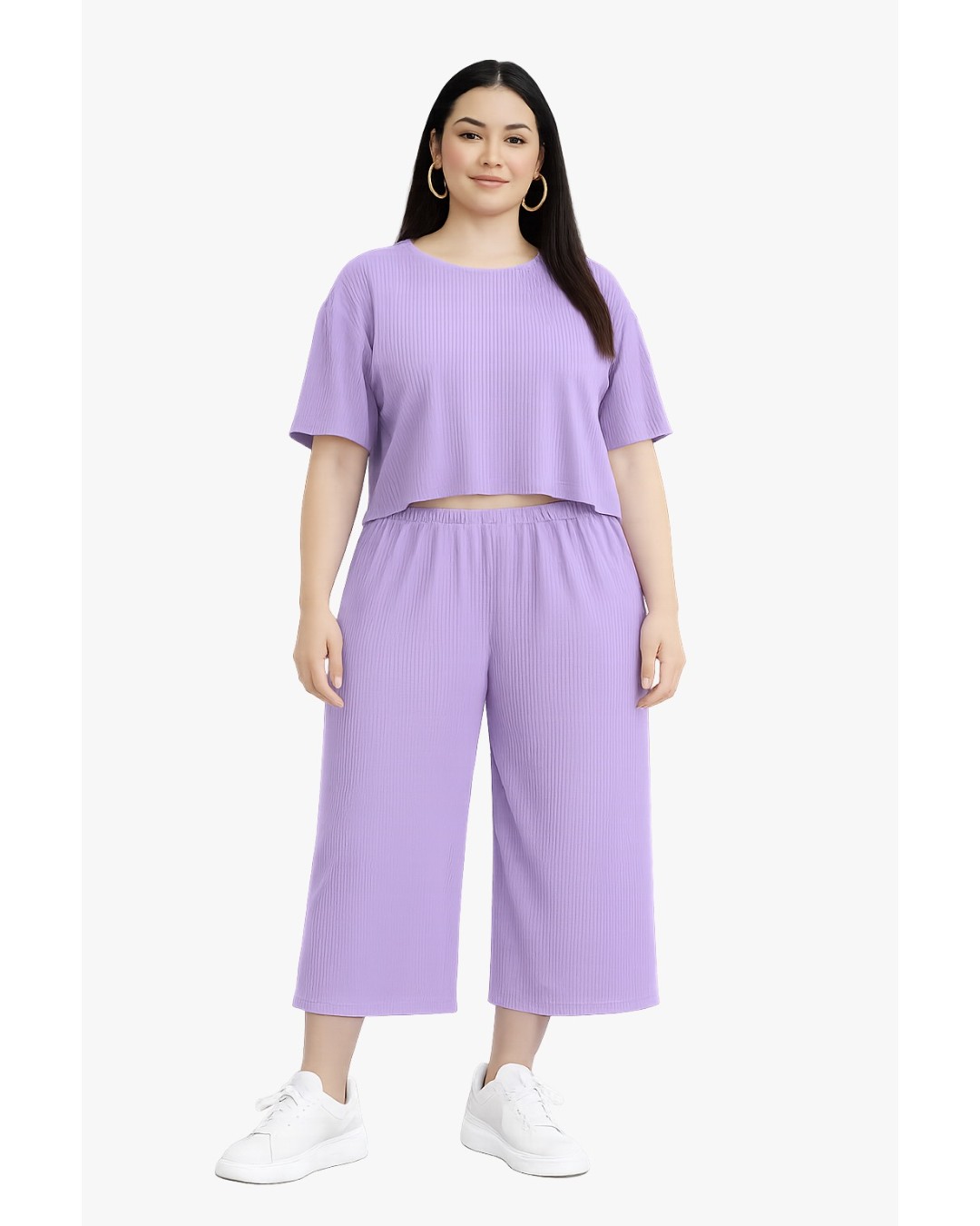 Women’s  Co-Ord Set – Crop Top & Wide Leg Culotte Pants(Pack of 1)