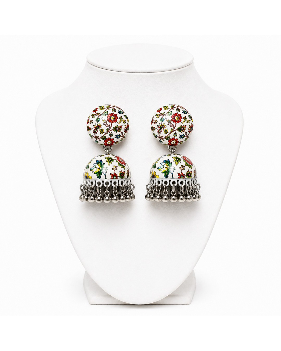 Flower Printed Dome Shaped Jhumkas (pack of 1)