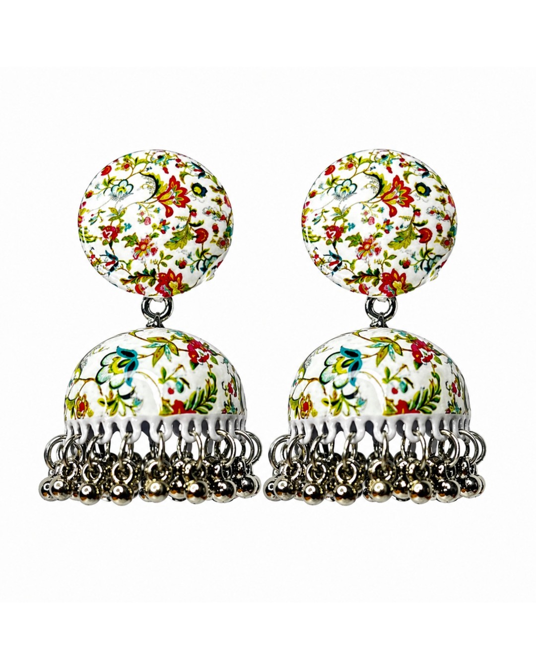 Flower Printed Dome Shaped Jhumkas (pack of 1)