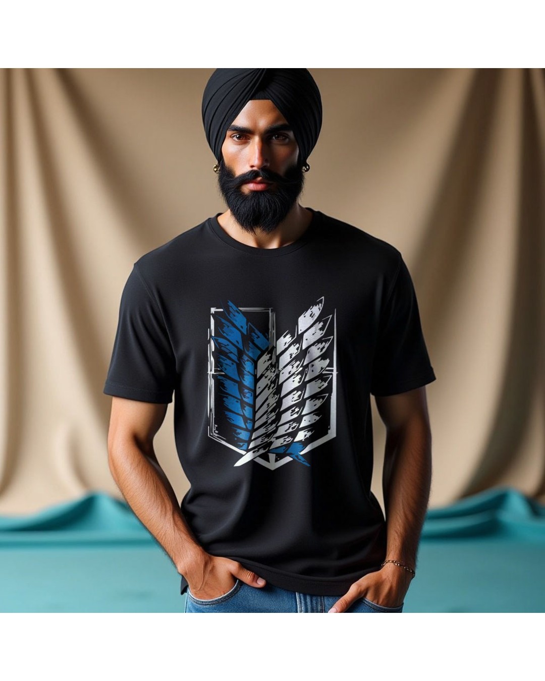 Men’s Black Graphic Printed T-Shirt – Wing Logo Design Tee( pack of 1)