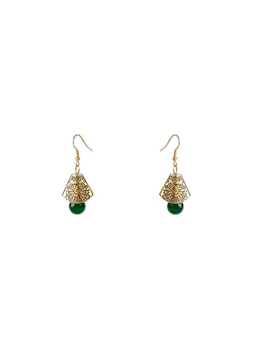 Green Oxidised Samosa Half Moon Necklace - Ethnic Boho Statement Jewelry for Women (pack of 1)