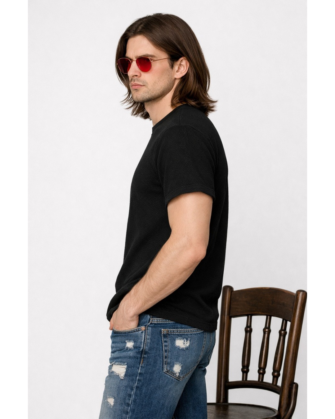 Men’s Textured T-Shirt – Solid Casual Waffle Knit Tee(pack of 1)