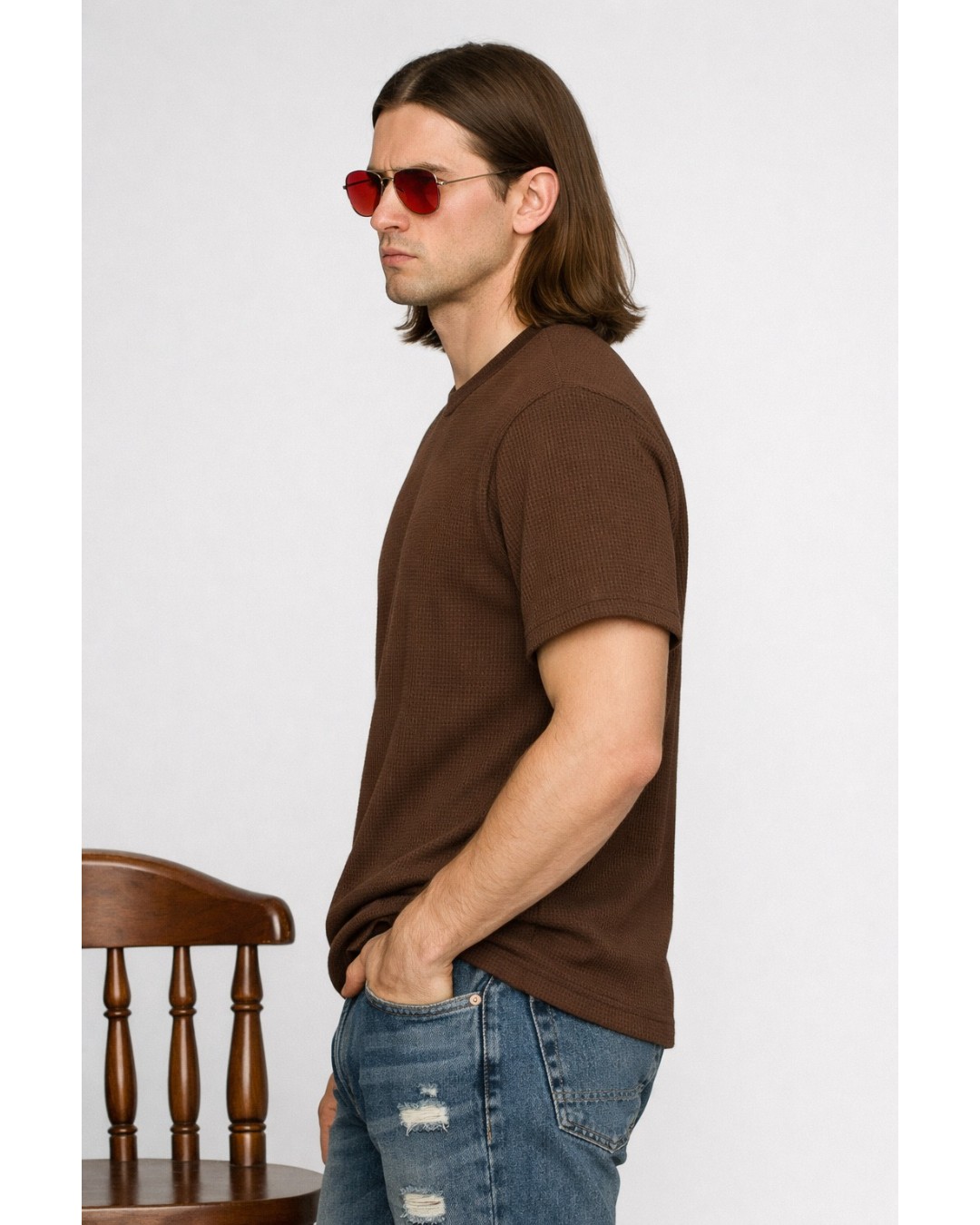 Men’s Textured T-Shirt – Solid Casual Waffle Knit Tee(pack of 1)